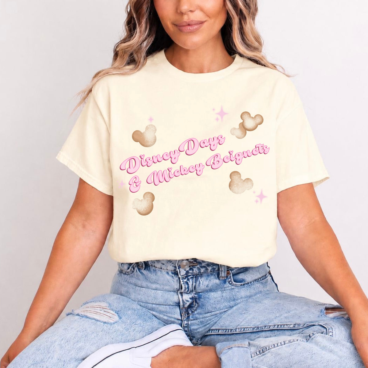 DISNEY DAYS AND MICKEY BEIGNETS PINK WORDING T.SHIRT Design No. 49