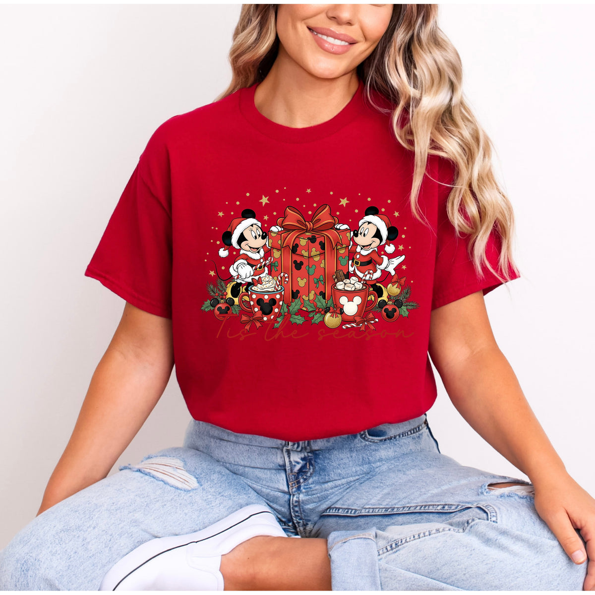 MICKEY AND MINNIE TIS THE SEASON CHRISTMAS PRESENTS T.SHIRT Design No. 126