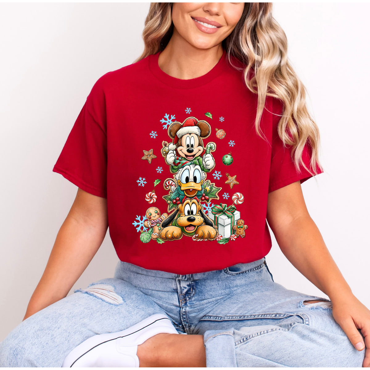 CHRISTMAS MICKEY, DONALD AND PLUTO T.SHIRT