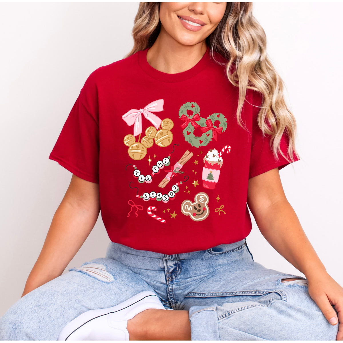 TIS THE SEASON PINK BOW T.SHIRT Design No. 228