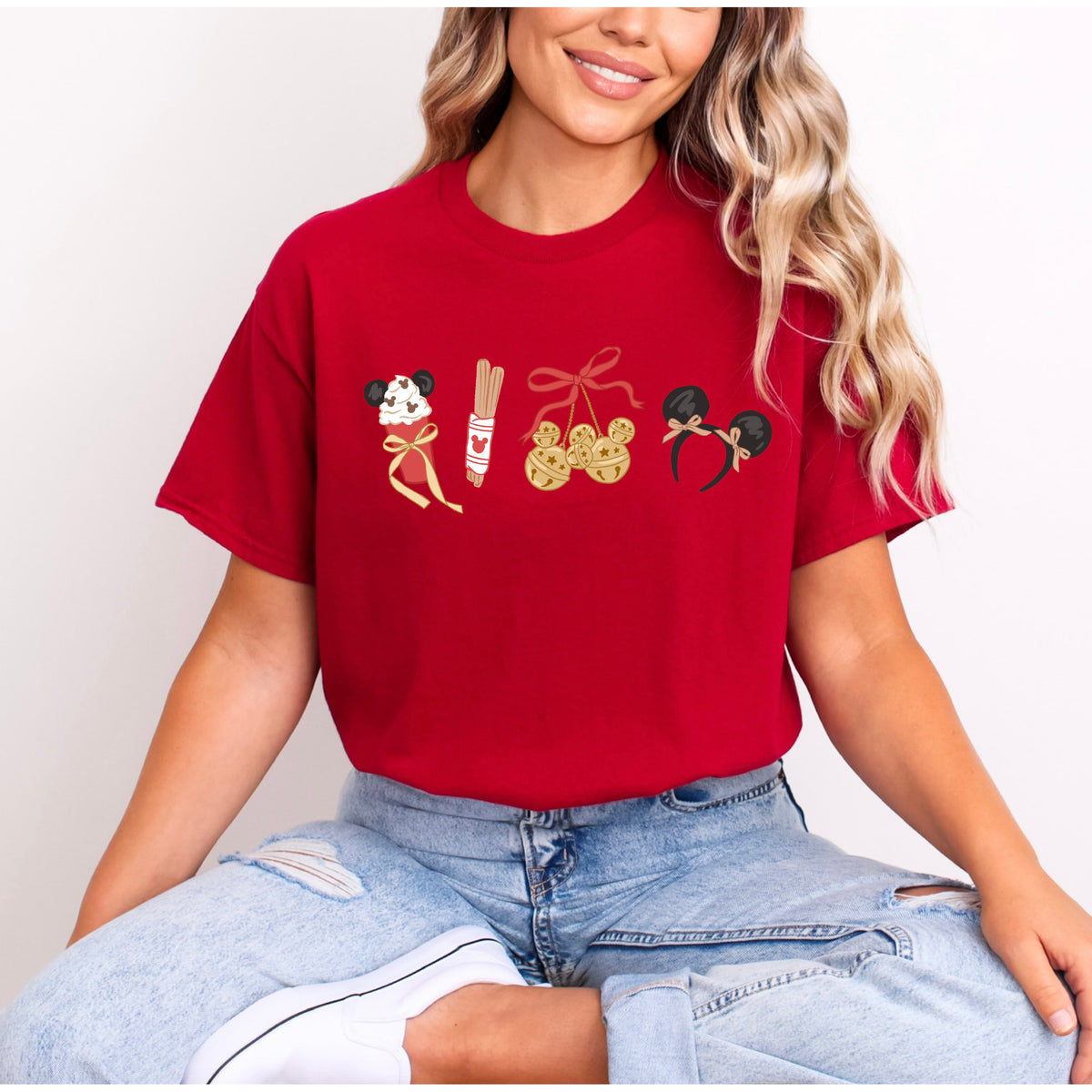 GIRLIE CHRISTMAS RED BOW T.SHIRT