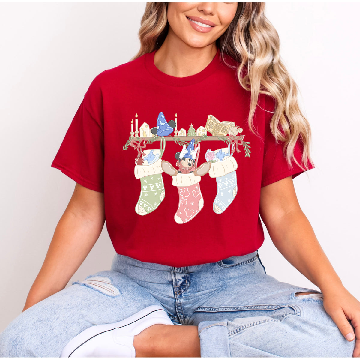 SORCERER MICKEY CHRISTMAS STOCKINGS T.SHIRT