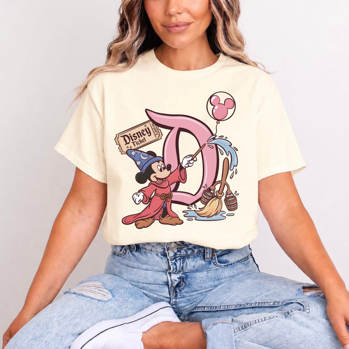 SORCERER MICKEY PINK DISNEY D T.SHIRT Design No. 178