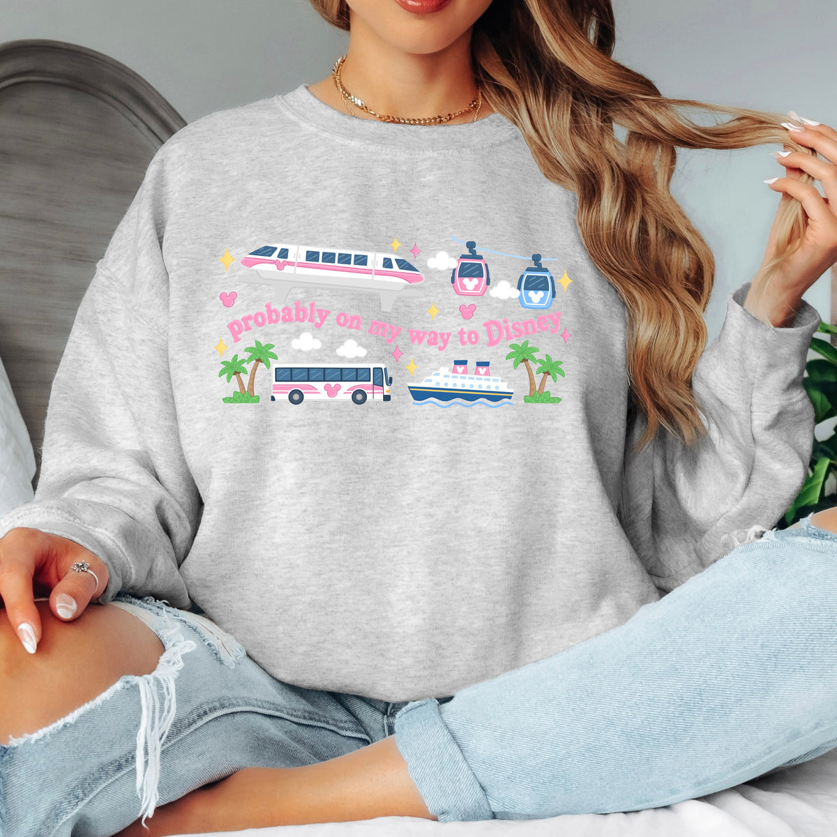 DISNEY TRANSPORT PINK SWEATSHIRT