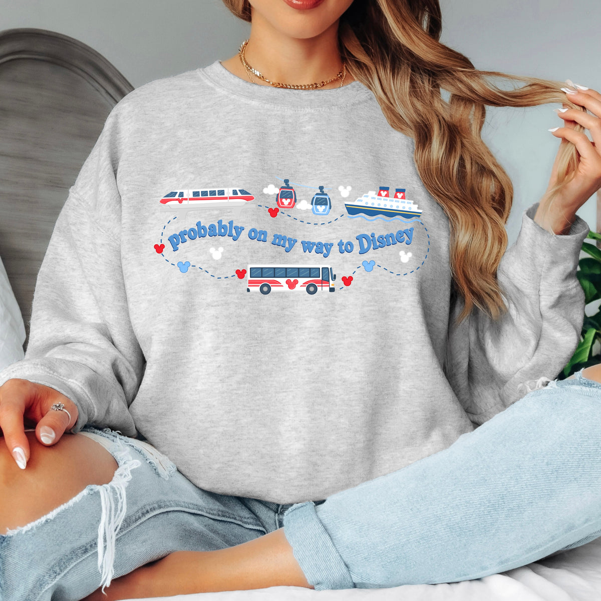 DISNEY TRANSPORT BLUE WORDING SWEATSHIRT