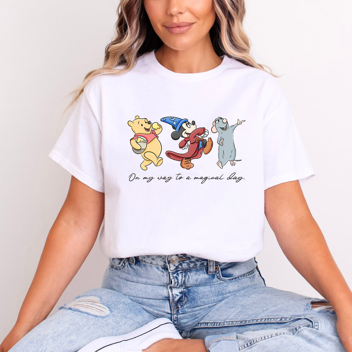 WINNIE, REMY & SORCERER MICKEY, ON MY WAY TO A MAGICAL DAY T.SHIRT Design No. 41