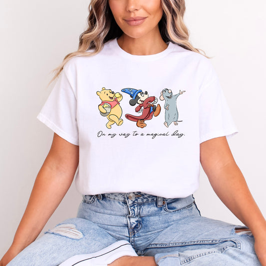 WINNIE, REMY & SORCERER MICKEY, ON MY WAY TO A MAGICAL DAY T.SHIRT Design No. 41