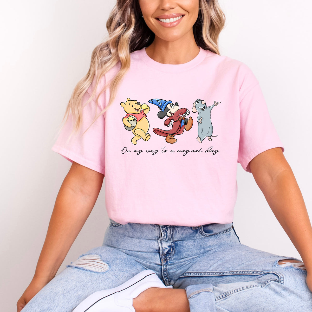 WINNIE, REMY & SORCERER MICKEY, ON MY WAY TO A MAGICAL DAY T.SHIRT Design No. 41