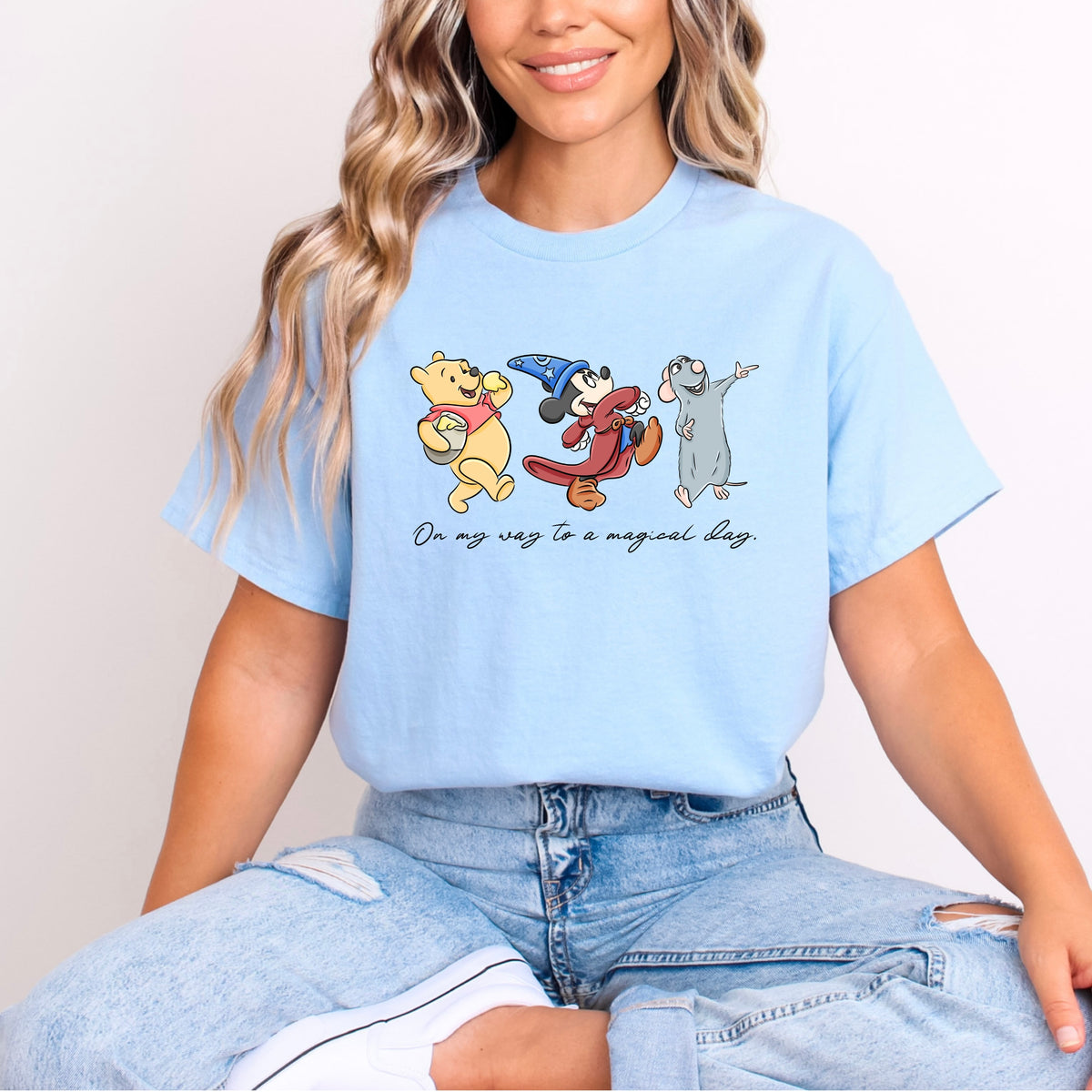 WINNIE, REMY & SORCERER MICKEY, ON MY WAY TO A MAGICAL DAY T.SHIRT Design No. 41