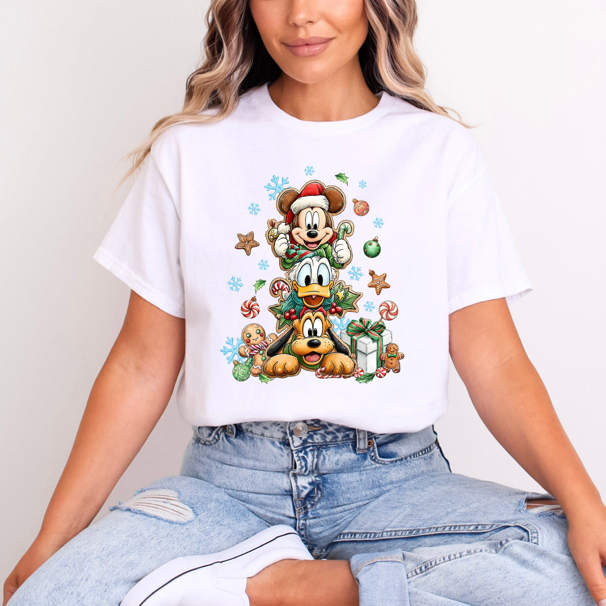 CHRISTMAS MICKEY, DONALD AND PLUTO T.SHIRT