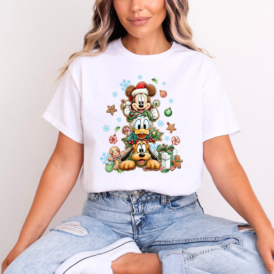 CHRISTMAS MICKEY, DONALD AND PLUTO T.SHIRT