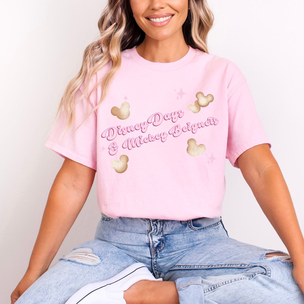 DISNEY DAYS AND MICKEY BEIGNETS PINK WORDING T.SHIRT Design No. 49