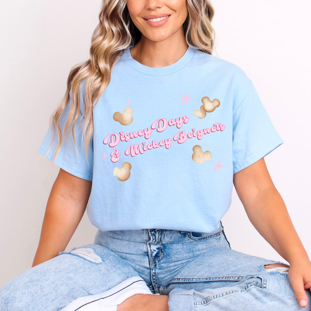 DISNEY DAYS AND MICKEY BEIGNETS PINK WORDING T.SHIRT Design No. 49