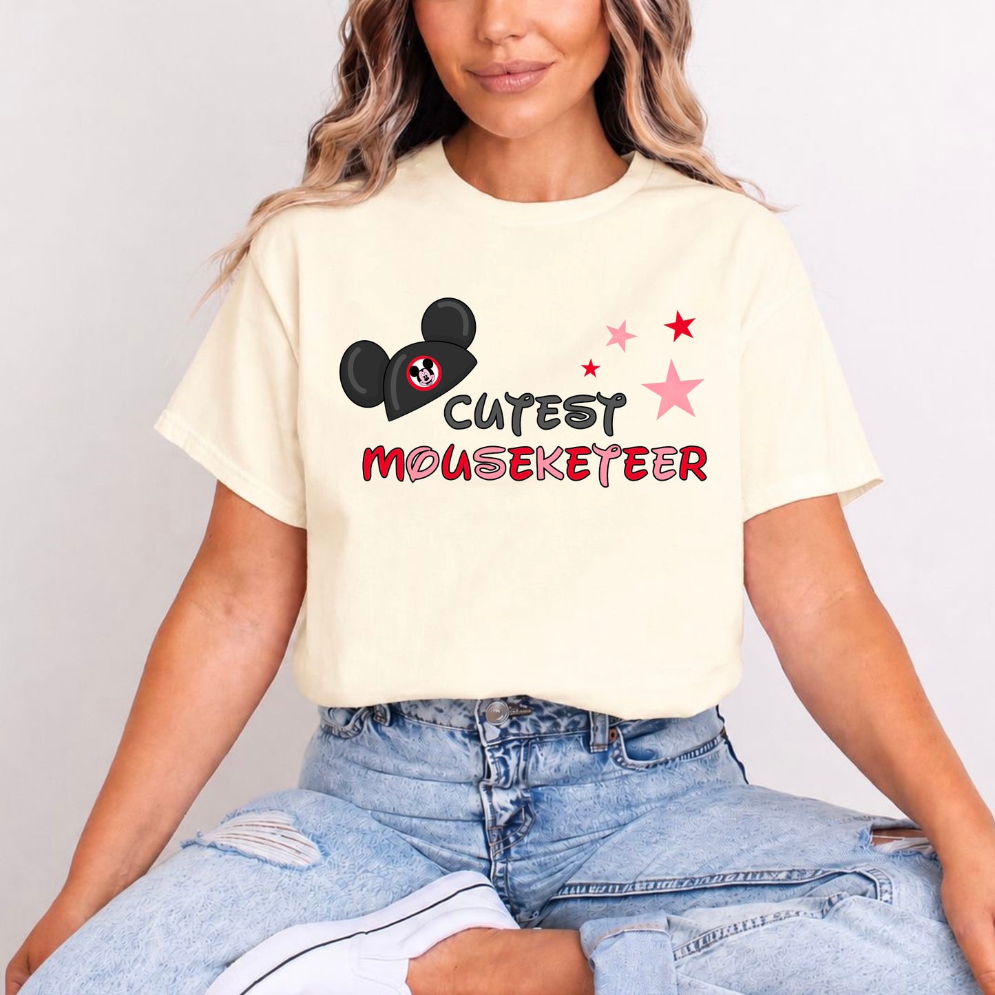 CUTEST MOUSEKETEER PINK AND RED WORDING
