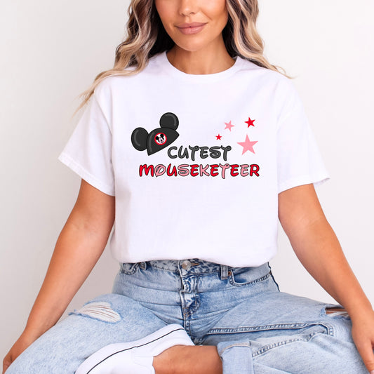 CUTEST MOUSEKETEER PINK AND RED WORDING