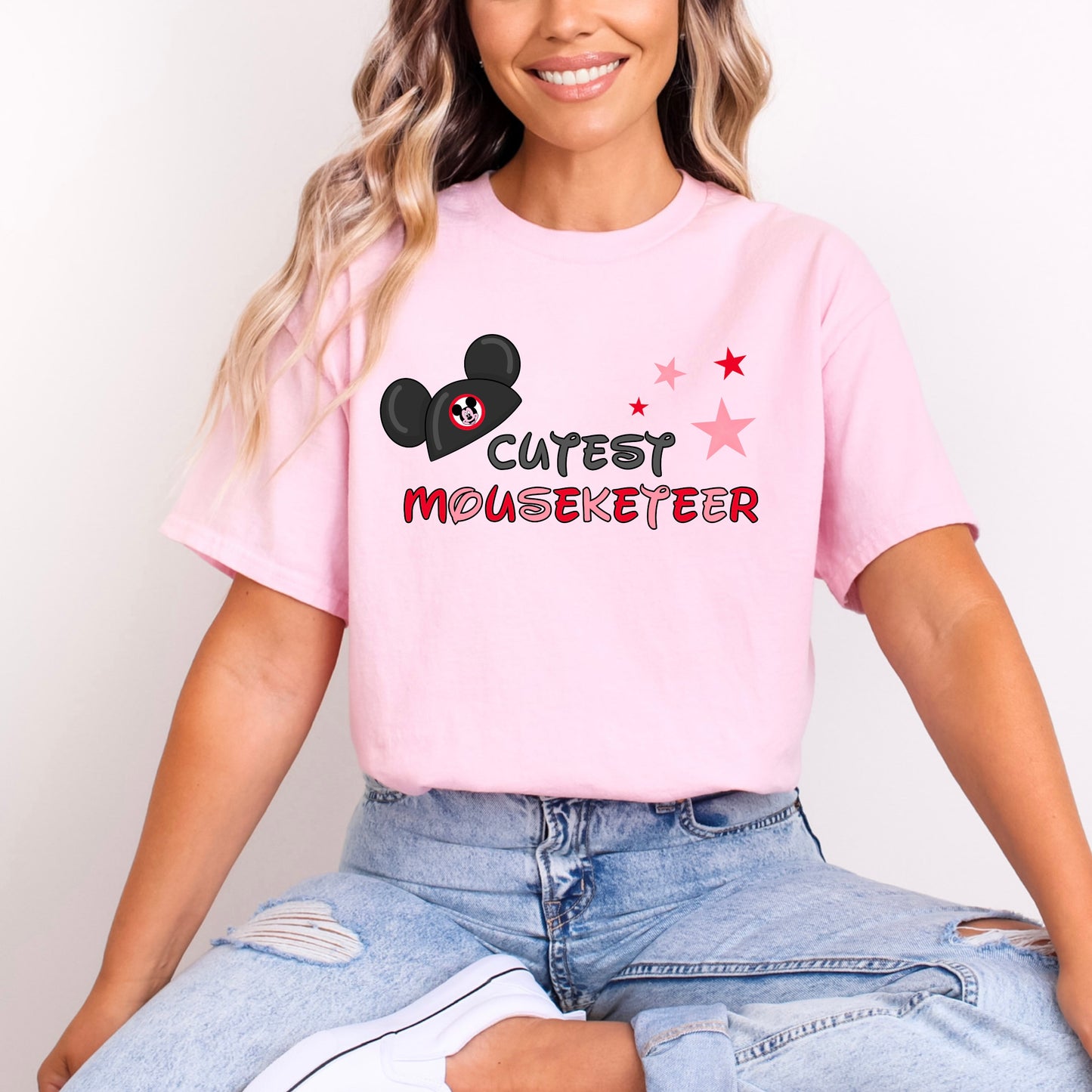 CUTEST MOUSEKETEER PINK AND RED WORDING