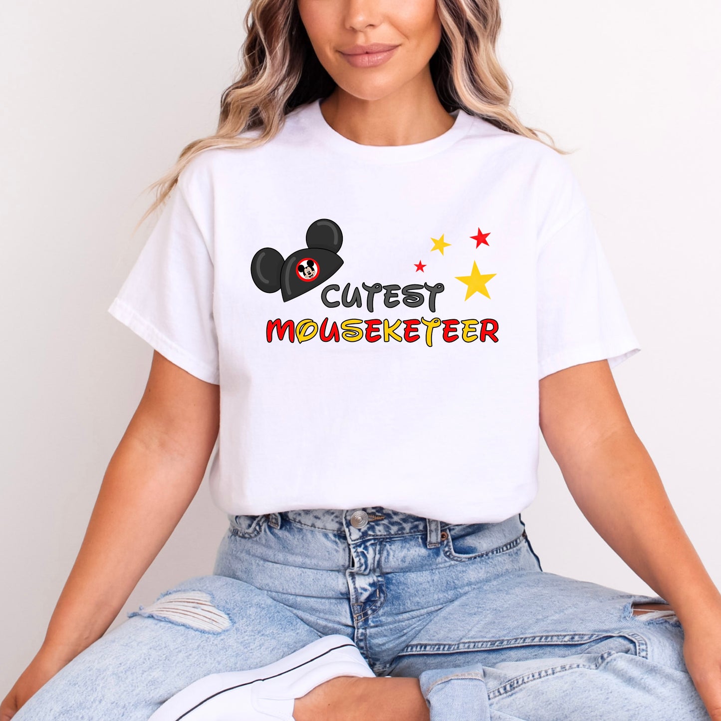CUTEST MOUSEKETEER RED AND YELLOW WORDING
