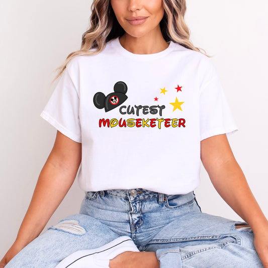CUTEST MOUSEKETEER RED AND YELLOW WORDING