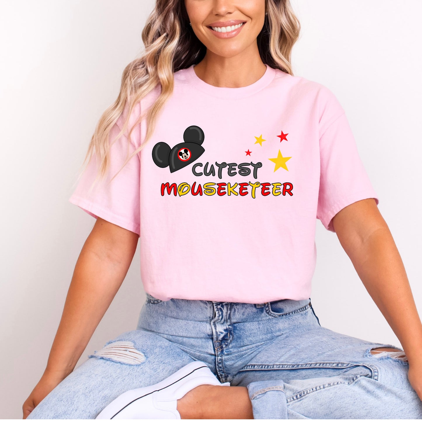 CUTEST MOUSEKETEER RED AND YELLOW WORDING