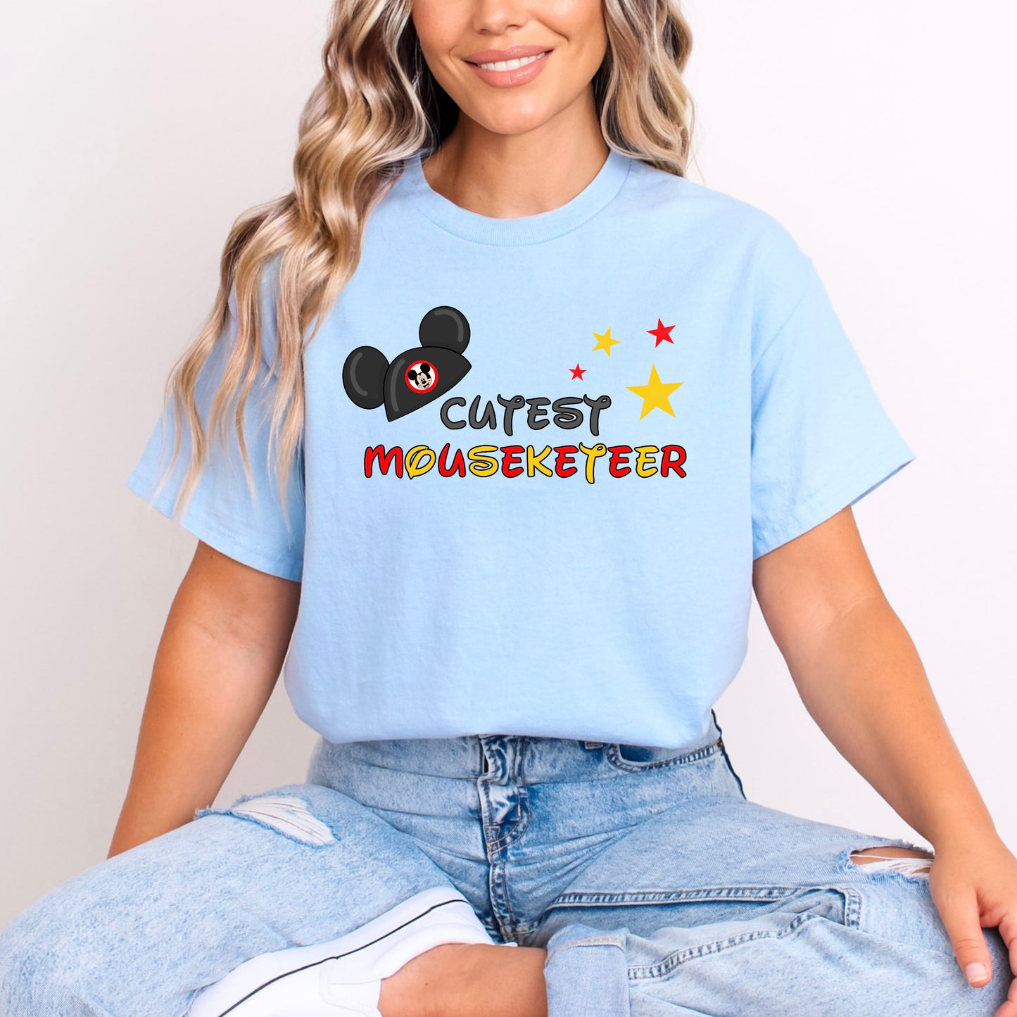 CUTEST MOUSEKETEER RED AND YELLOW WORDING