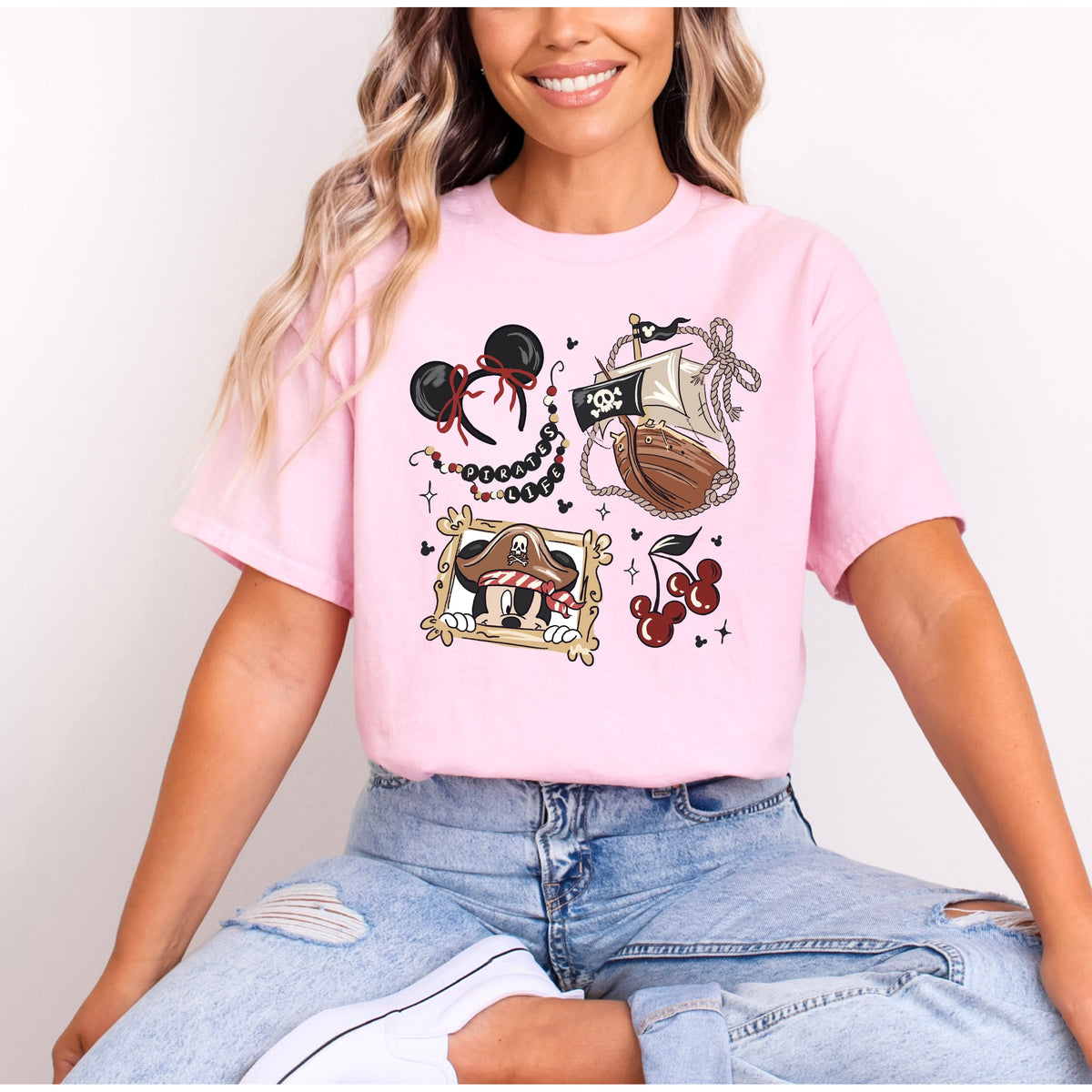 PIRATES LIFE MICKEY, MINNIE EARS CHERRY T.SHIRT
