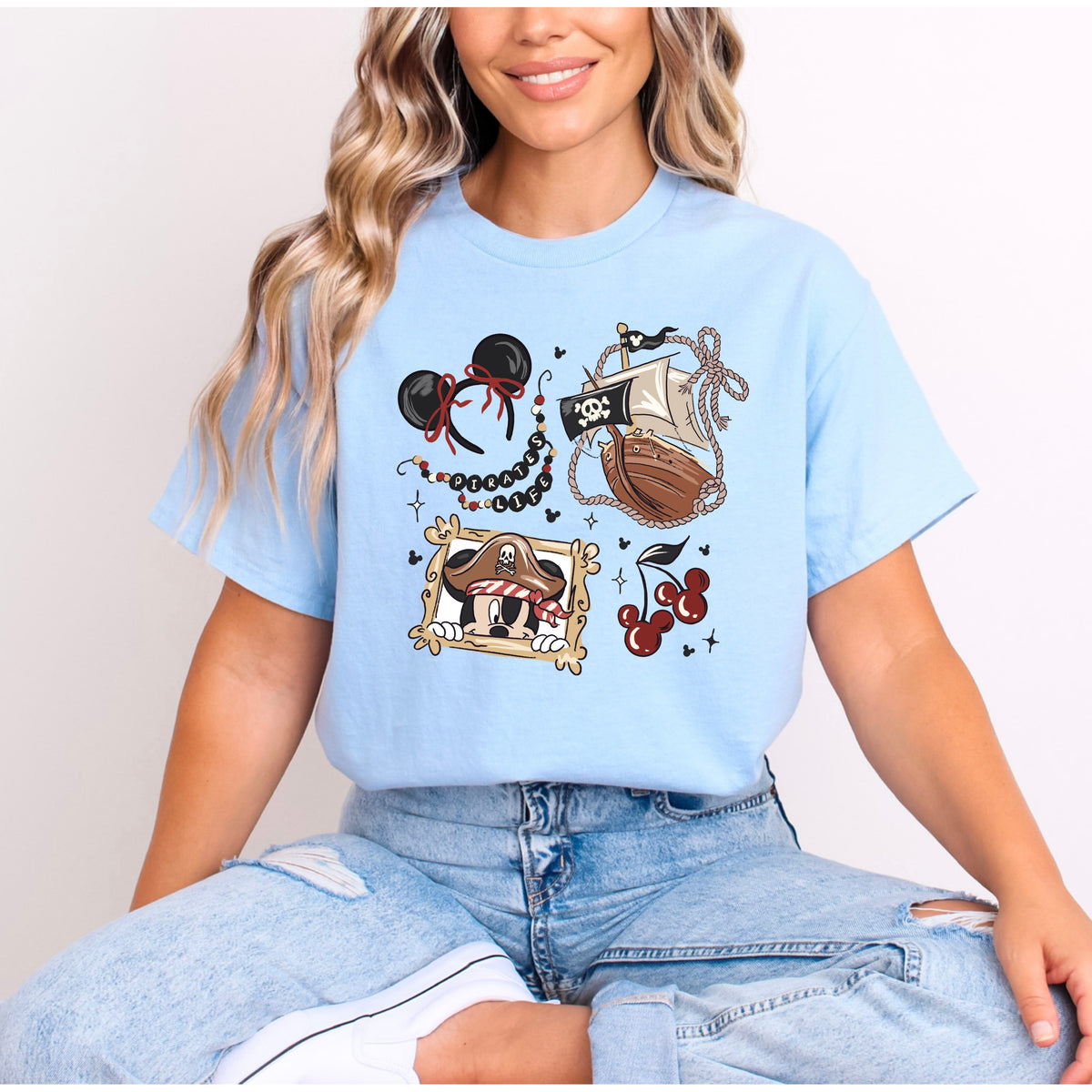 PIRATES LIFE MICKEY, MINNIE EARS CHERRY T.SHIRT