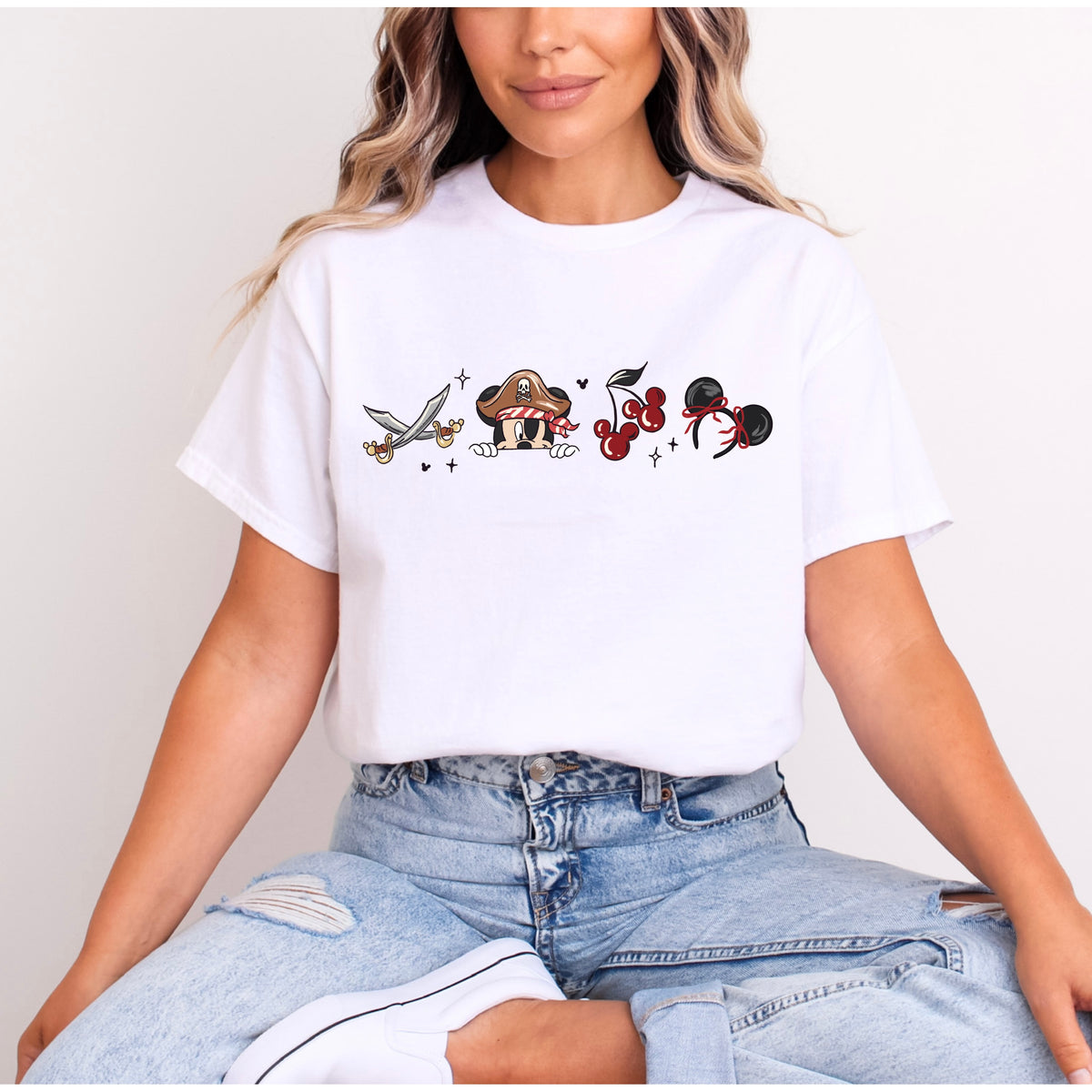 PIRATES LIFE MICKEY, MINNIE EARS CHERRY T.SHIRT