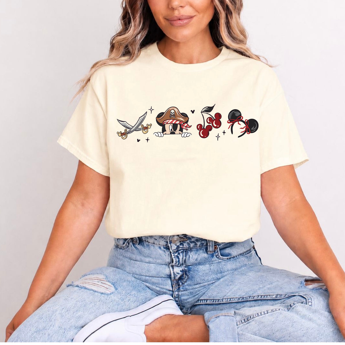 PIRATES LIFE MICKEY, MINNIE EARS CHERRY T.SHIRT