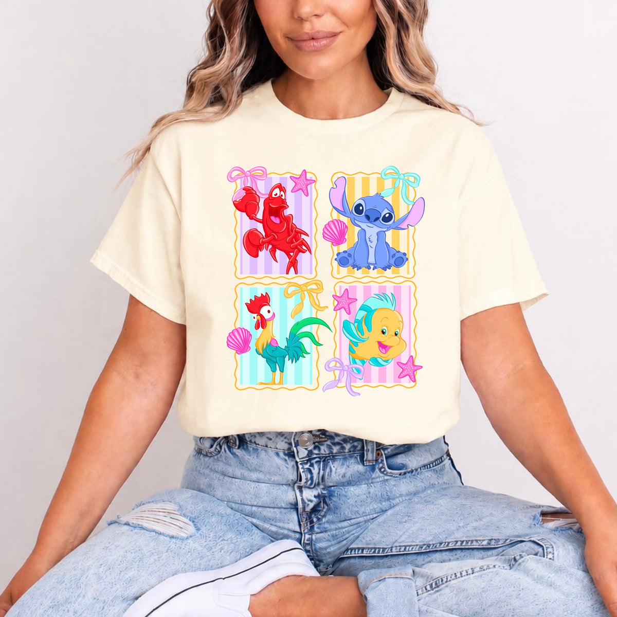 FLOUNDER, HEI-HEI, SEBASTIAN AND STITCH SEASIDE CUTIES T.SHIRT