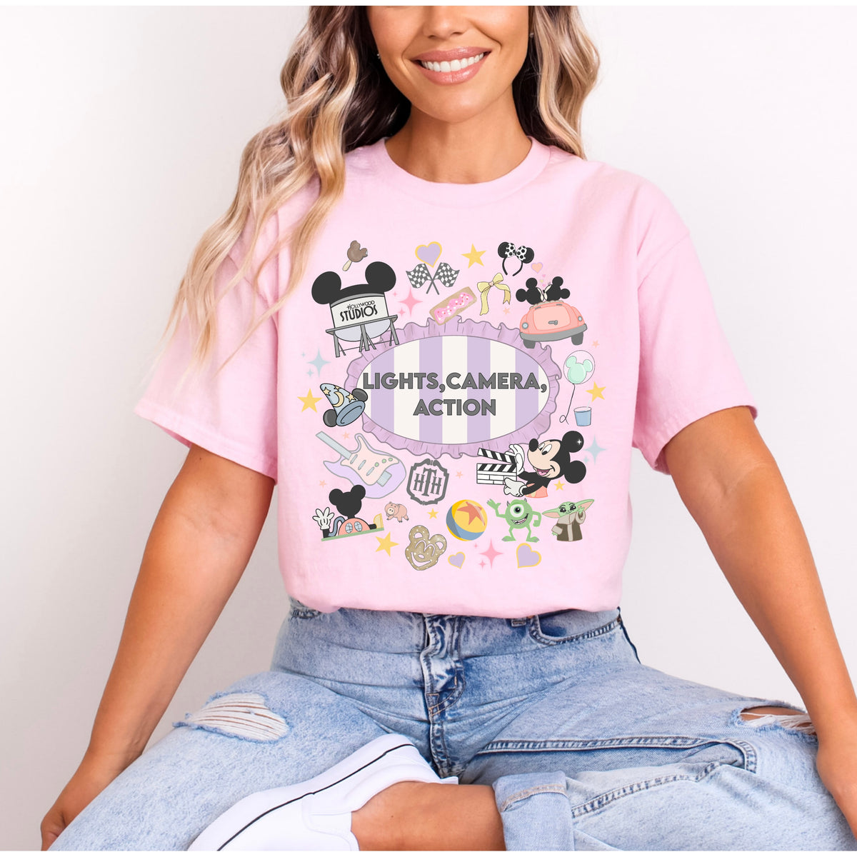 HOLLYWOOD STUDIOS LIGHTS CAMERA ACTION T.SHIRT Design No. 17