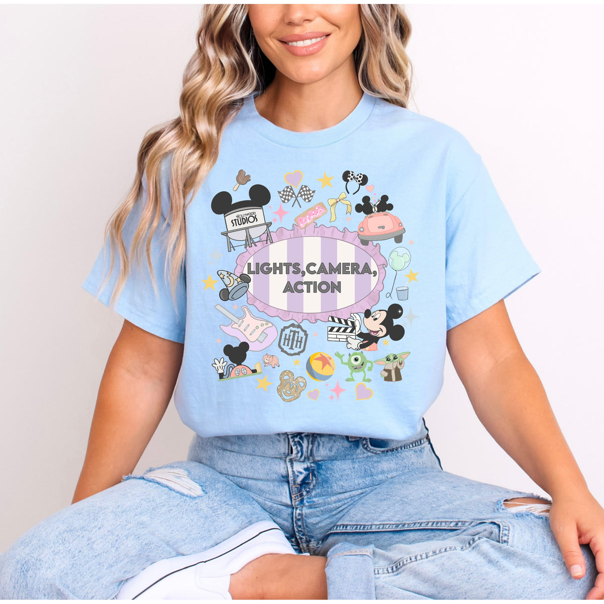 HOLLYWOOD STUDIOS LIGHTS CAMERA ACTION T.SHIRT Design No. 17