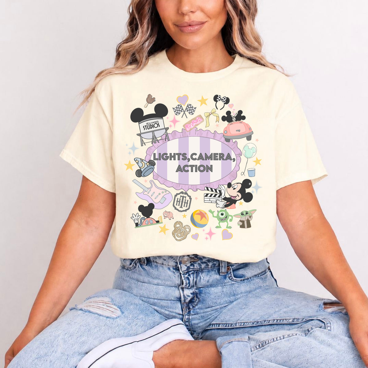 HOLLYWOOD STUDIOS LIGHTS CAMERA ACTION T.SHIRT Design No. 17