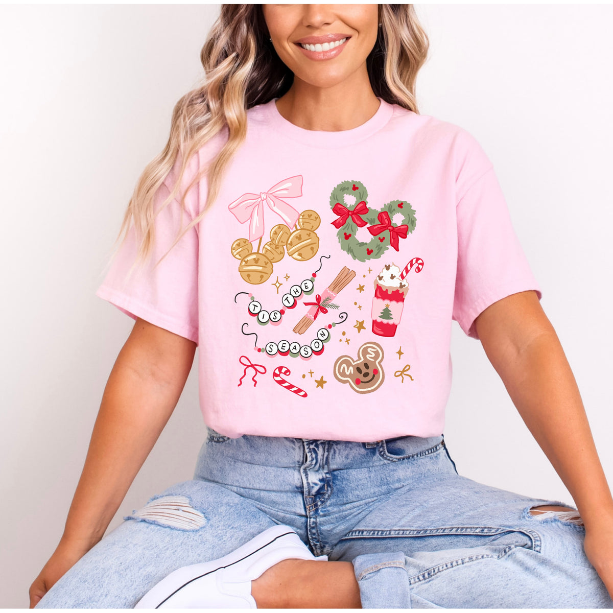 TIS THE SEASON PINK BOW T.SHIRT Design No. 228