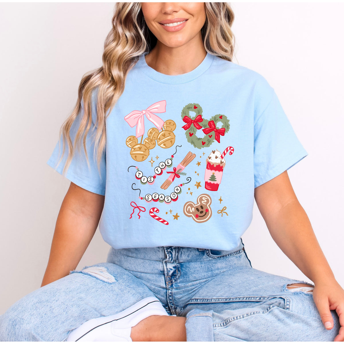 TIS THE SEASON PINK BOW T.SHIRT Design No. 228