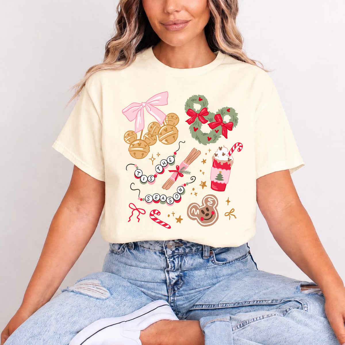 TIS THE SEASON PINK BOW T.SHIRT Design No. 228