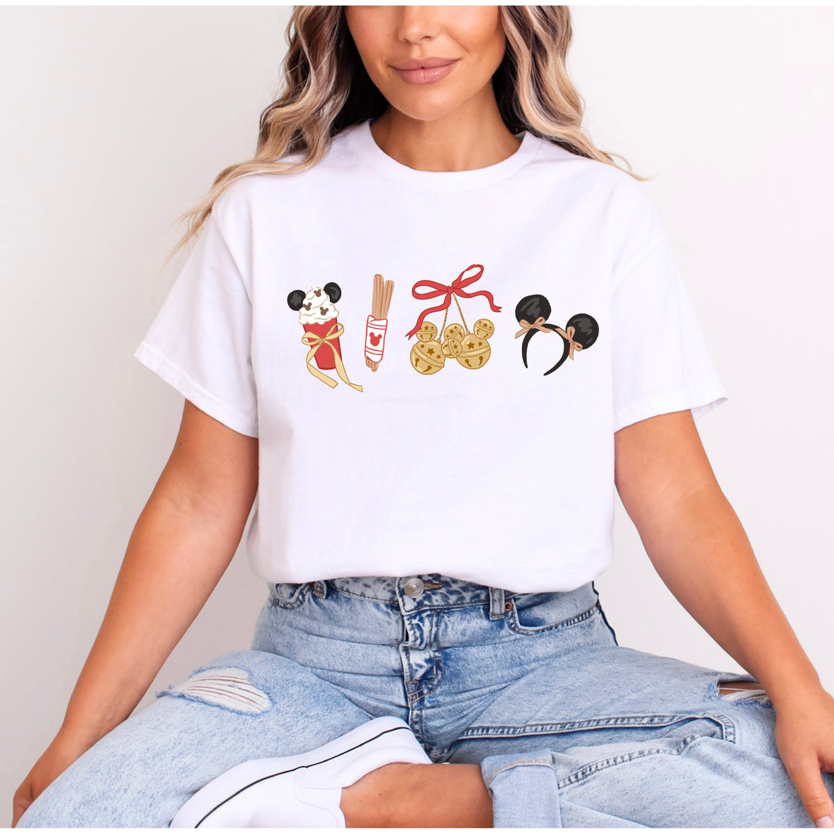 GIRLIE CHRISTMAS RED BOW T.SHIRT