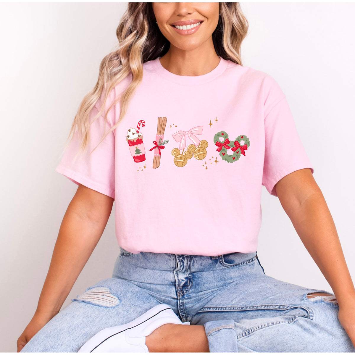 GIRLIE CHRISTMAS PINK BOW T.SHIRT Design No. 122