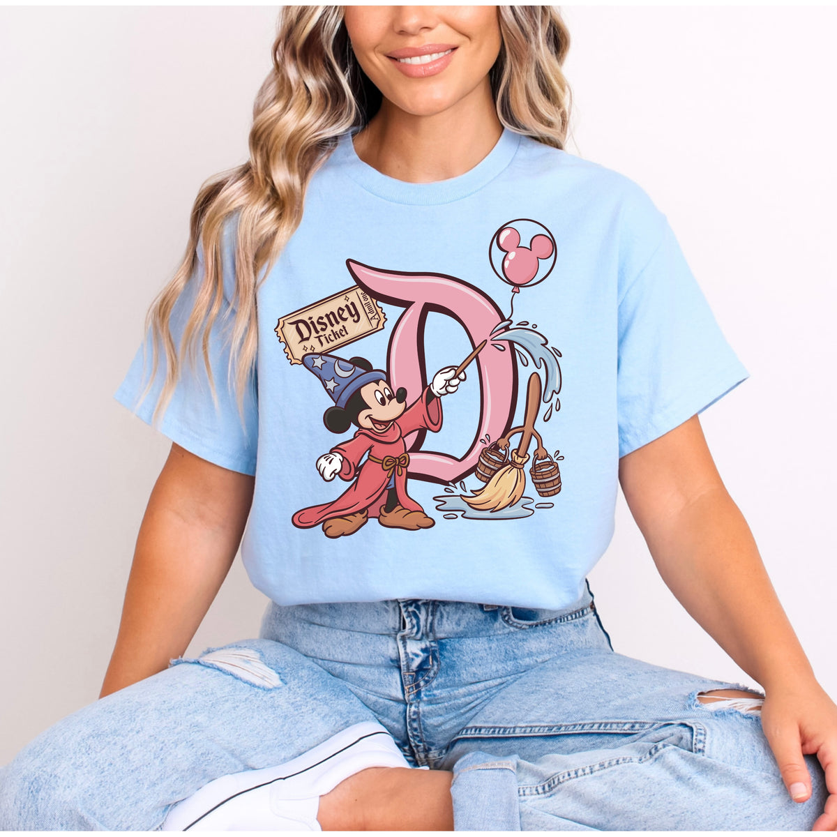 SORCERER MICKEY PINK DISNEY D T.SHIRT Design No. 178