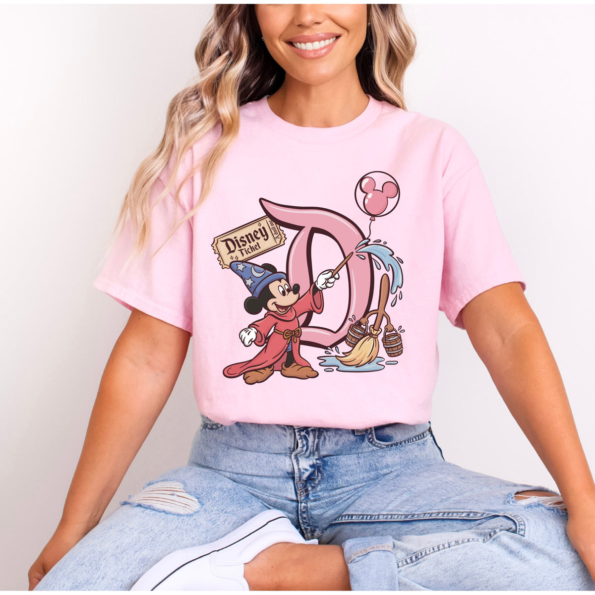 SORCERER MICKEY PINK DISNEY D T.SHIRT Design No. 178