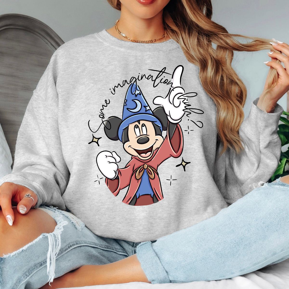 SORCERER MICKEY SOME IMAGINATION HUH? FANTASMIC SWEATSHIRT