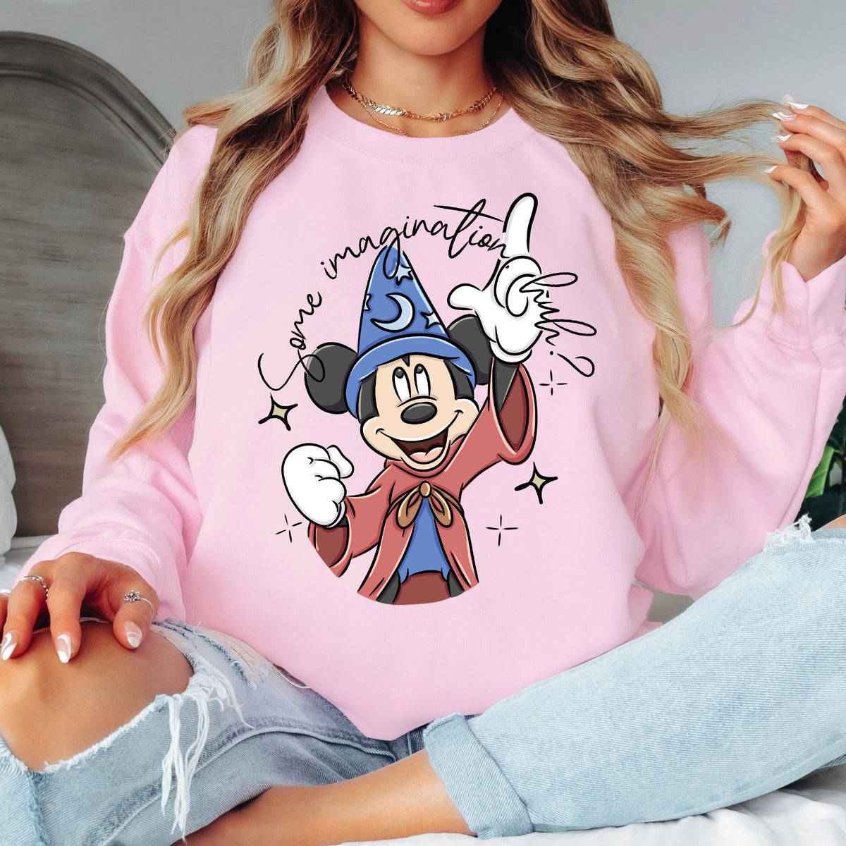 SORCERER MICKEY SOME IMAGINATION HUH? FANTASMIC SWEATSHIRT