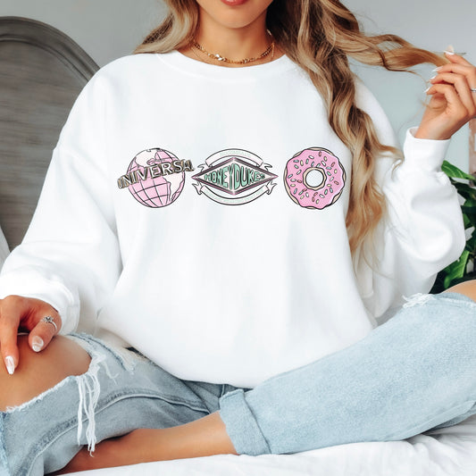 UNIVERSAL HONEYDUKES SIMPSONS PINK DOUGHNUT SWEATSHIRT