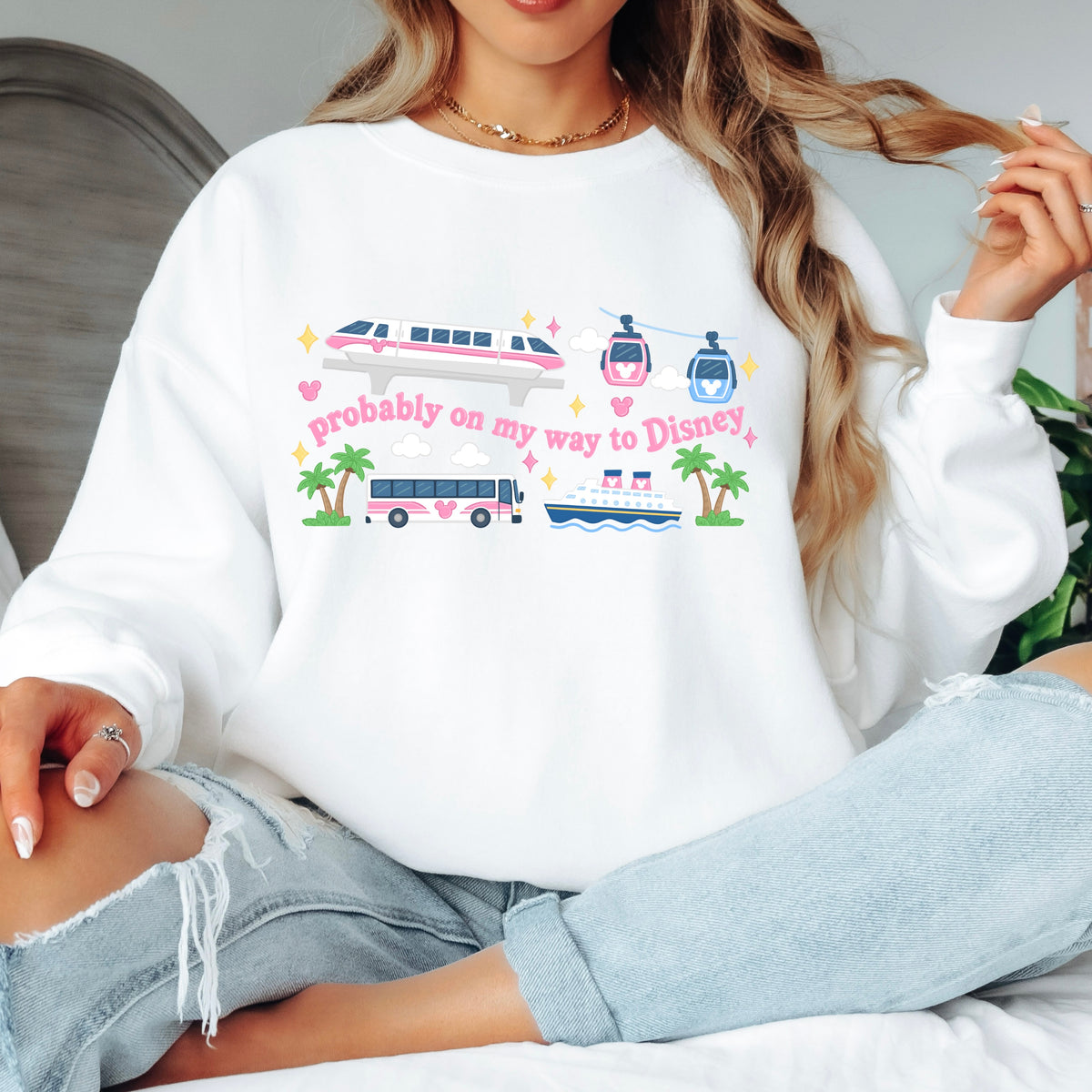 DISNEY TRANSPORT PINK SWEATSHIRT