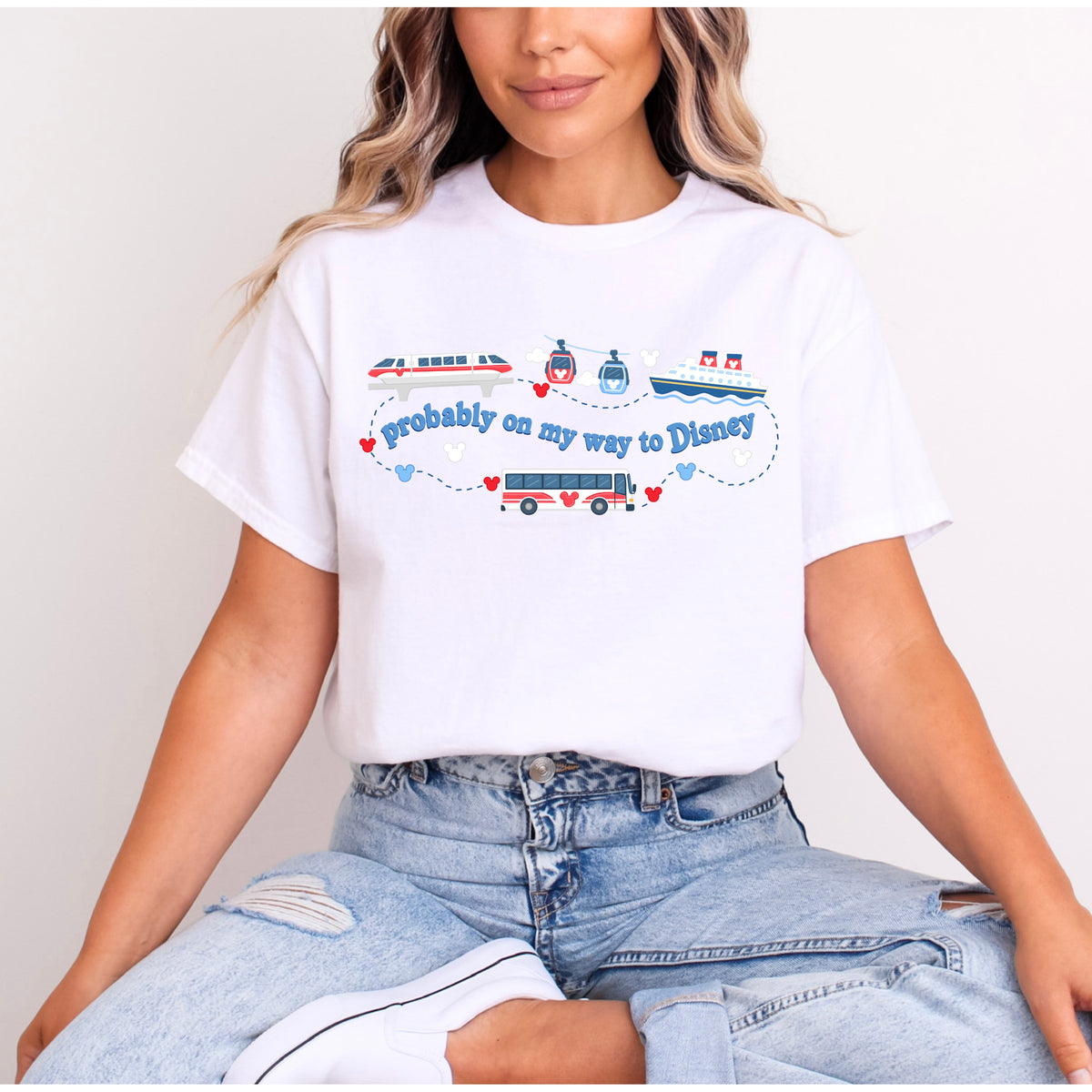 DISNEY TRANSPORT BLUE WORDING T.SHIRT