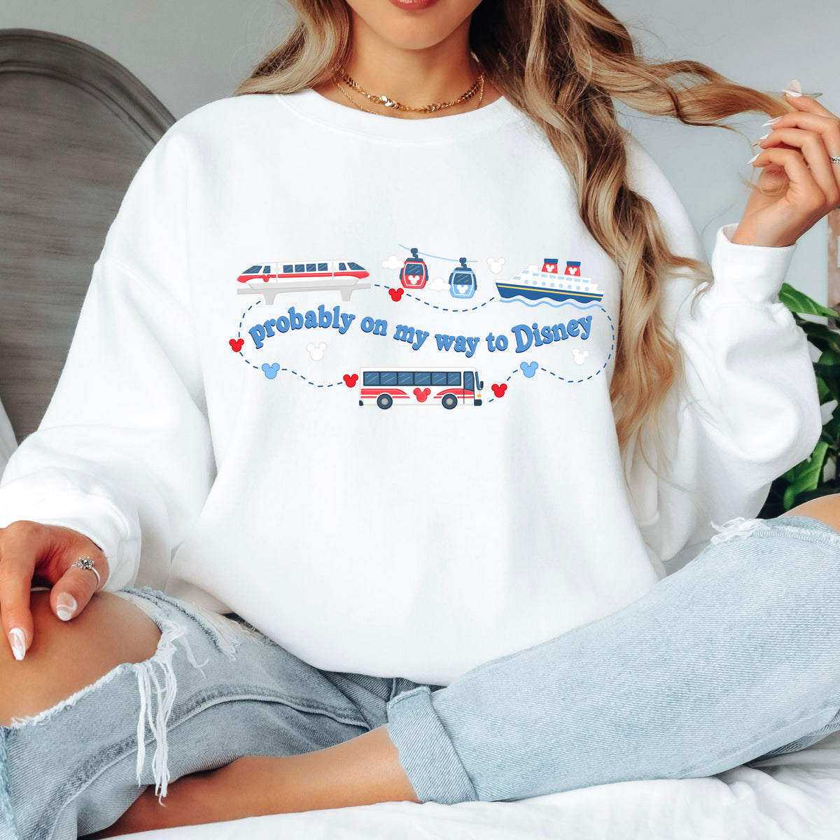 DISNEY TRANSPORT BLUE WORDING SWEATSHIRT