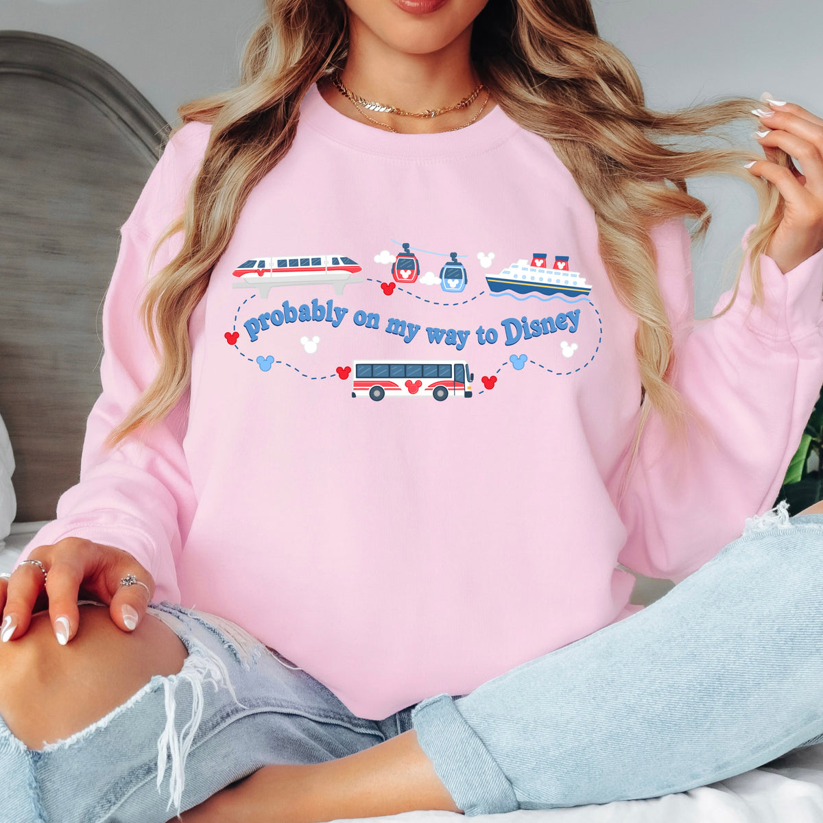 DISNEY TRANSPORT BLUE WORDING SWEATSHIRT